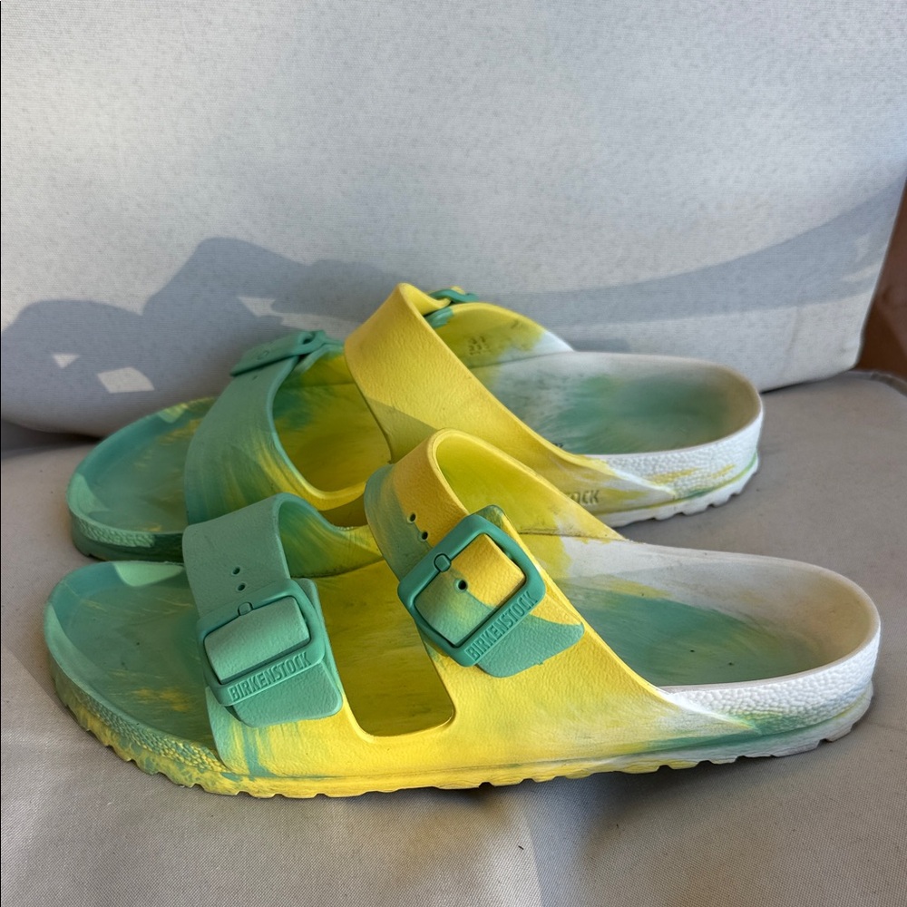 Birkenstock rubber Sandals - Yellow and Teal size 41 made in Germany